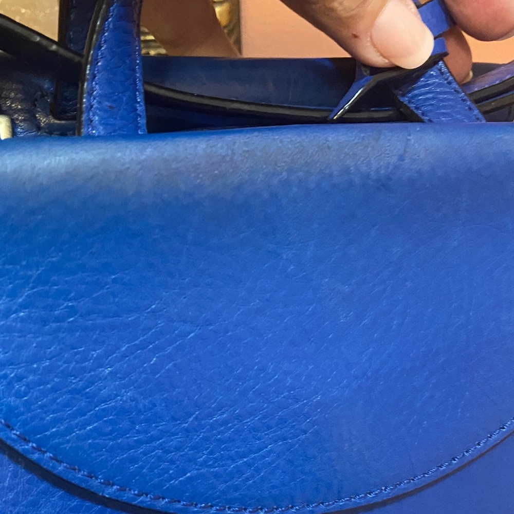 Kate Spade Blue Satchel with Patterned Bow - Picture 6 of 12